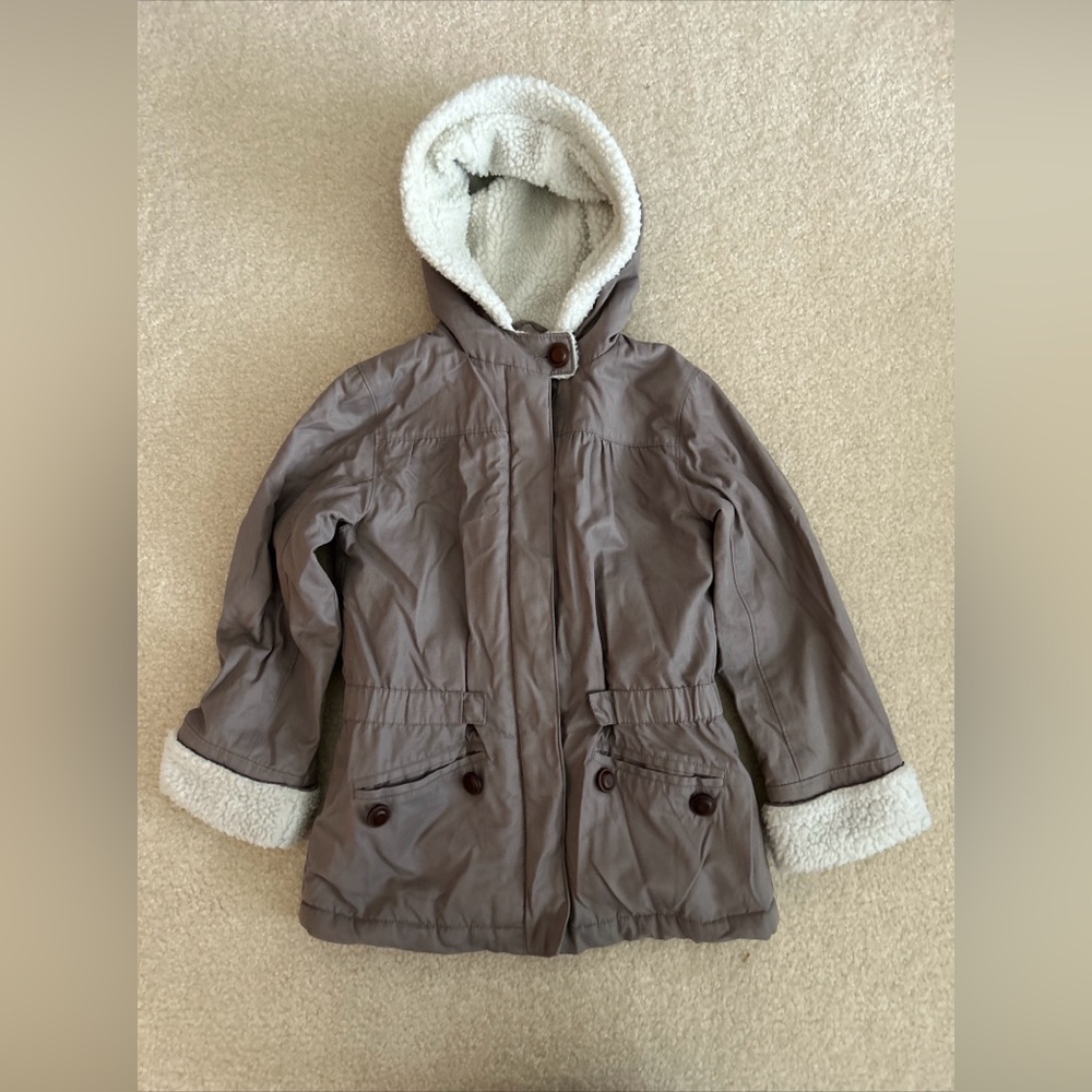 Jacadi Girls Taupe Hooded Jacket Size 8A